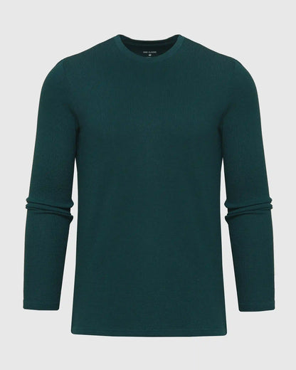 Evergreen Heather Waffle Long Sleeve Crew Neck