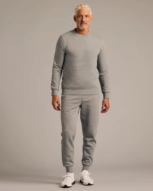 Dark Heather Gray Fleece French Terry Pullover Crew Neck