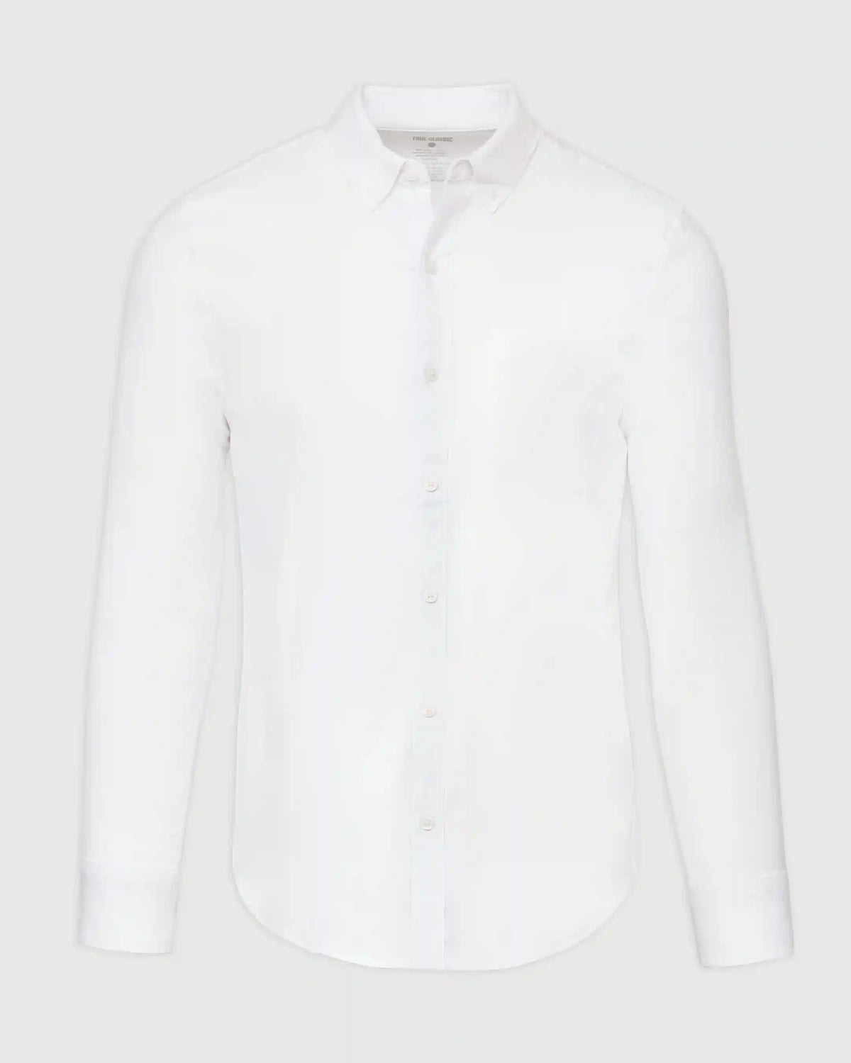 White Stretch Oxford Long Sleeve Button Up Shirt