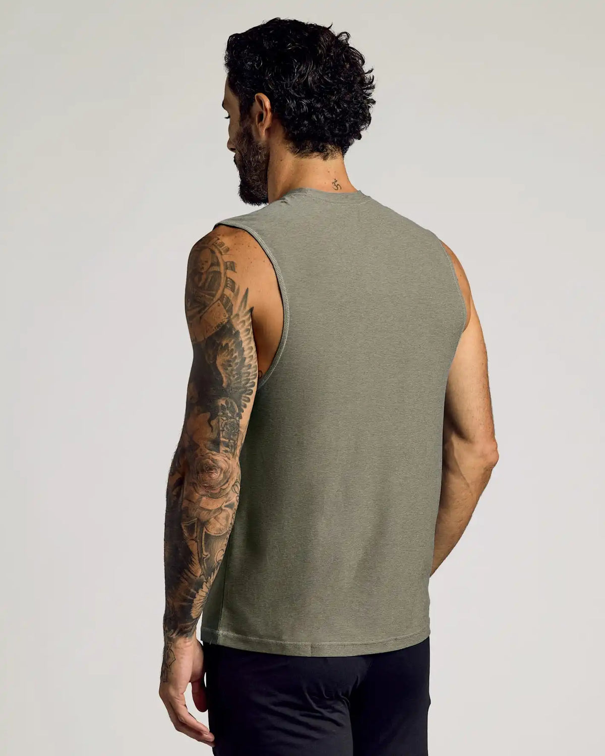 Heather Military Green Sleeveless Active Muscle Tee
