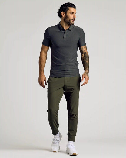 Charcoal Heather Gray Short Sleeve Tall Active Polo