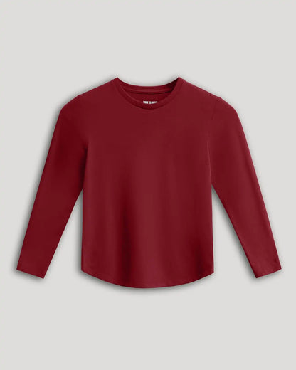 Boys' Dark Maroon Classic Long Sleeve Crew Neck