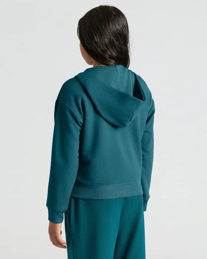 Girls Deep Emerald Cropped Zip Hoodie & Relaxed Joggers 2-Pack