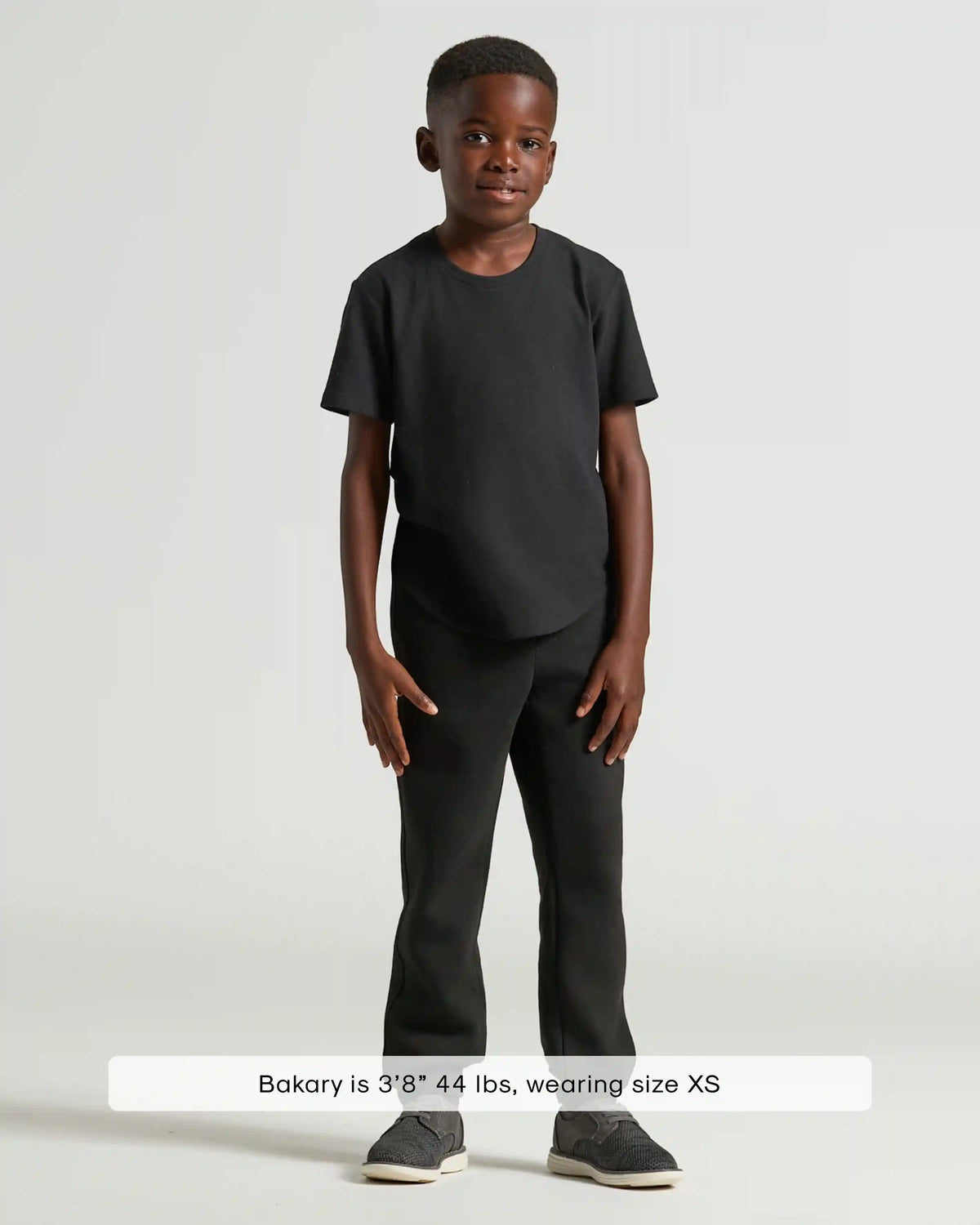 Boys' Black Classic Curved Hem Crew Neck