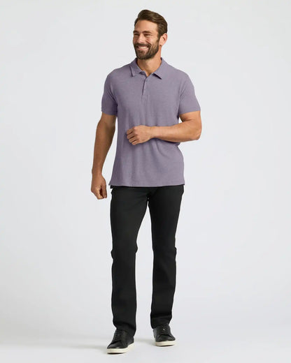 Dark Heather Amethyst Short Sleeve Polo
