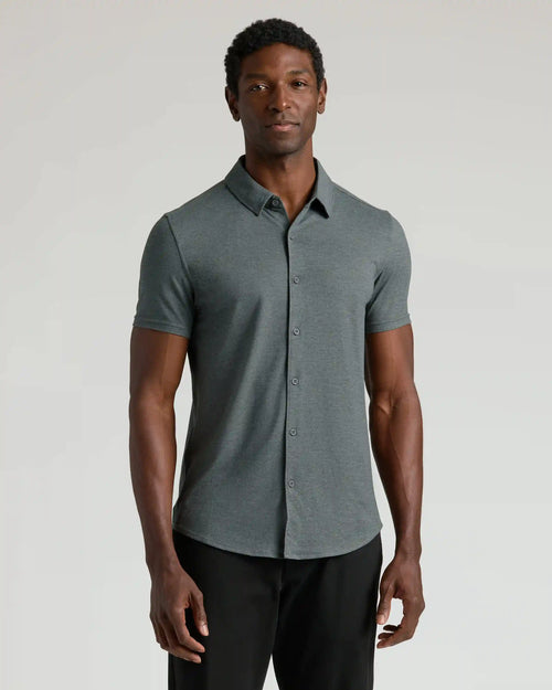 Charcoal Heather Gray Short Sleeve Comfort Knit Shirt