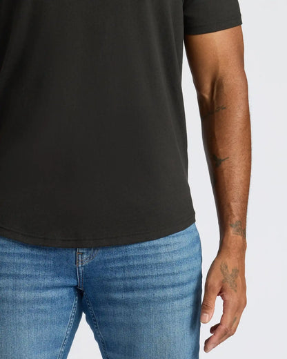 Black Curved Hem Classic Crew Neck