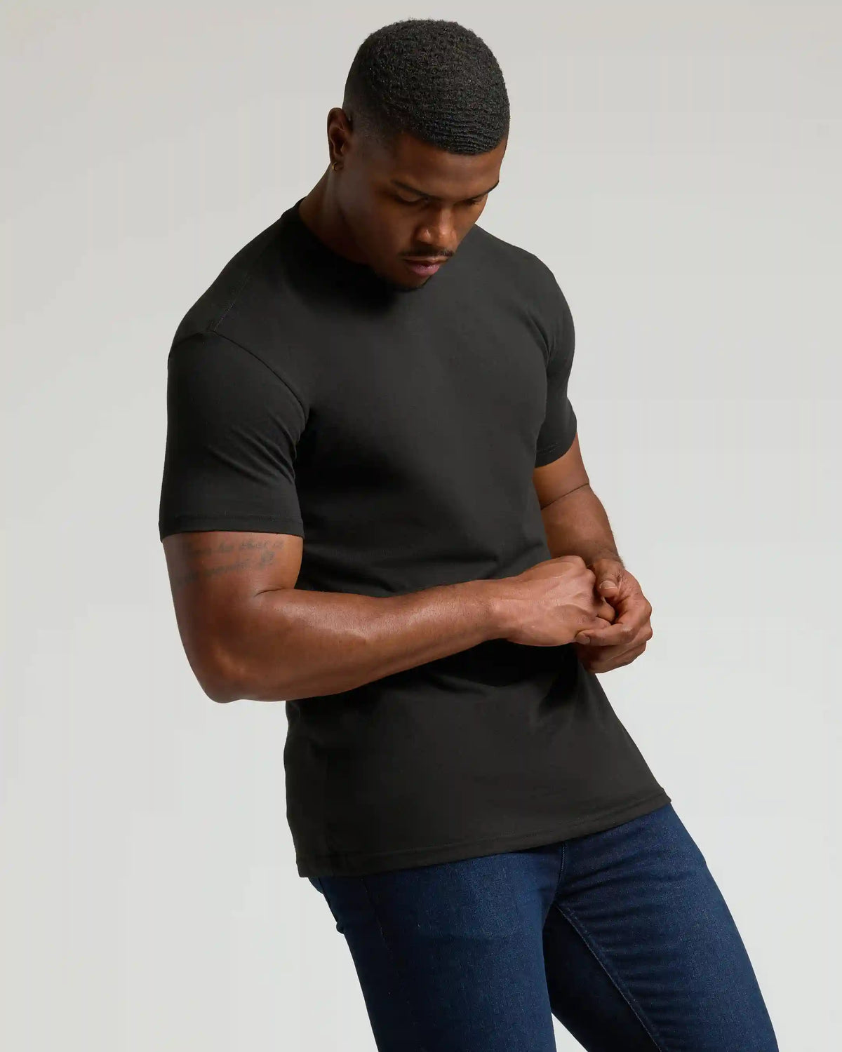 Black Tall Straight Hem Crew Neck T-Shirt