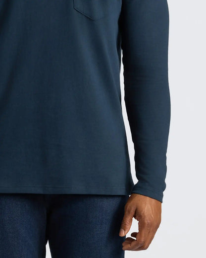 Navy Tall Heavyweight Long Sleeve Pocket Crew