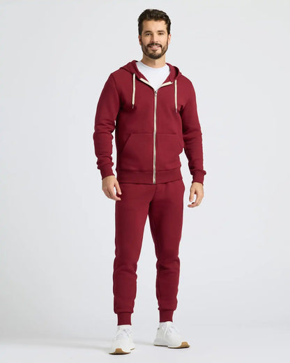 Dark Maroon Fleece French Terry Zip Hoodie