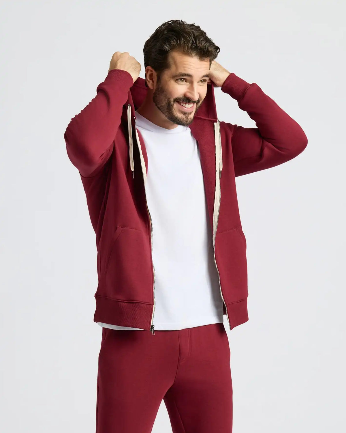 Dark Maroon Fleece French Terry Zip Hoodie