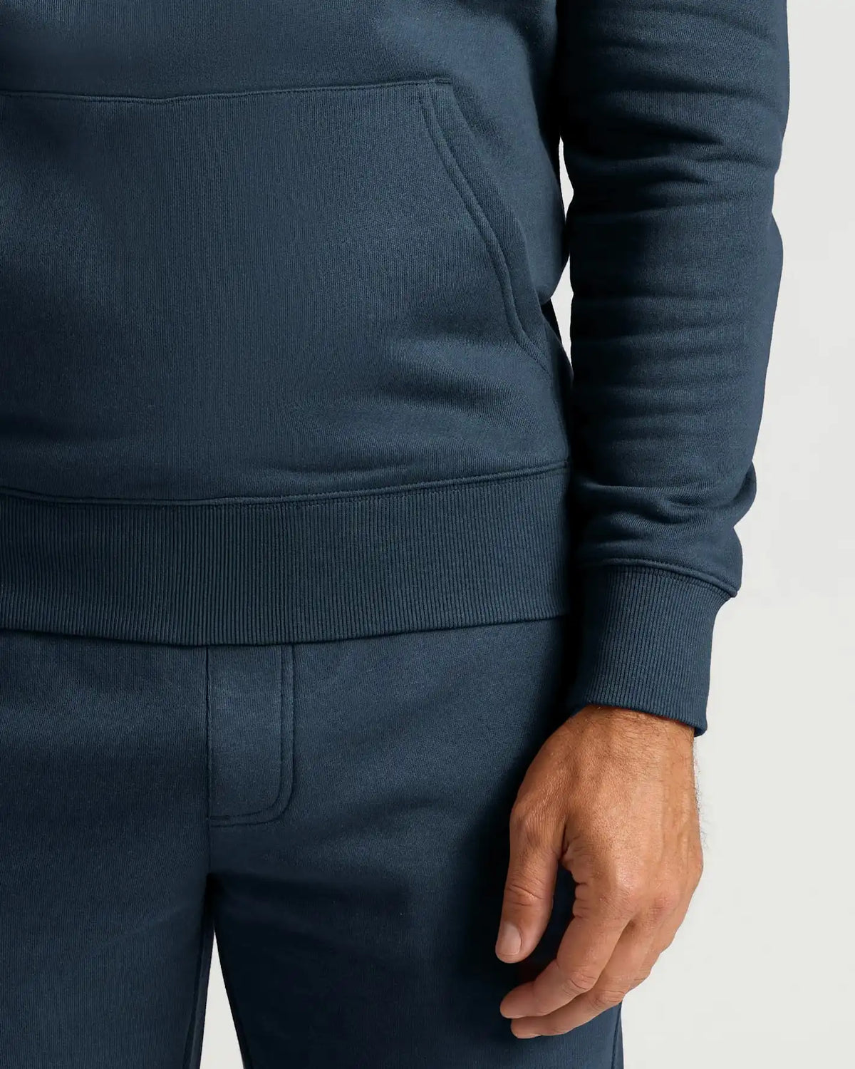 Navy Fleece French Terry Pullover Hoodie