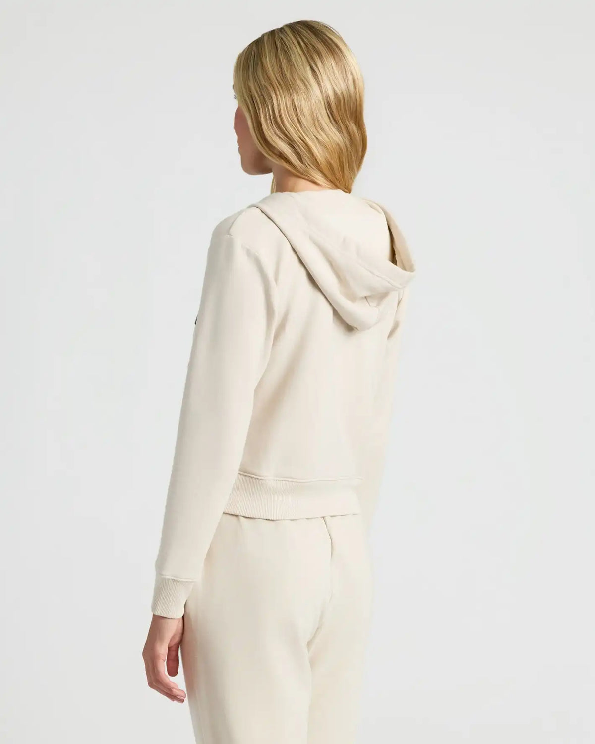 Womens Oatmeal Crop Zip Hoodie & Relaxed Jogger 2-Pack