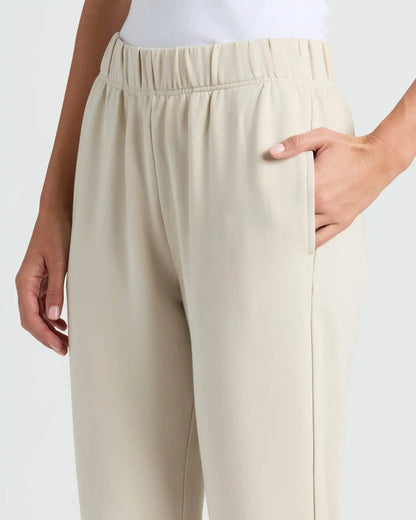 Womens Oatmeal Crop Zip Hoodie & Relaxed Jogger 2-Pack